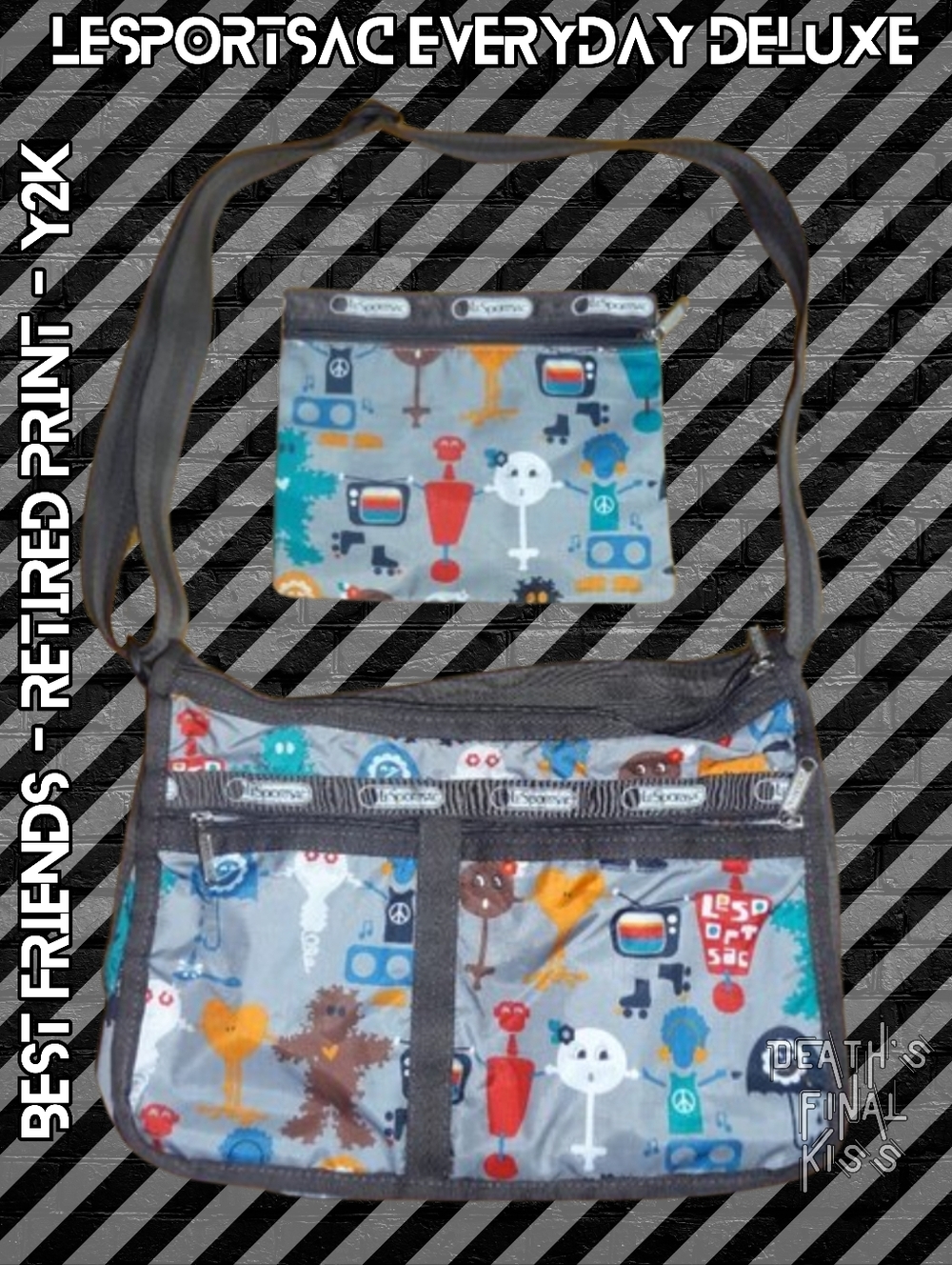 Lesportsac Everyday Deluxe Best Friends diaper bag retired print crossbody purse